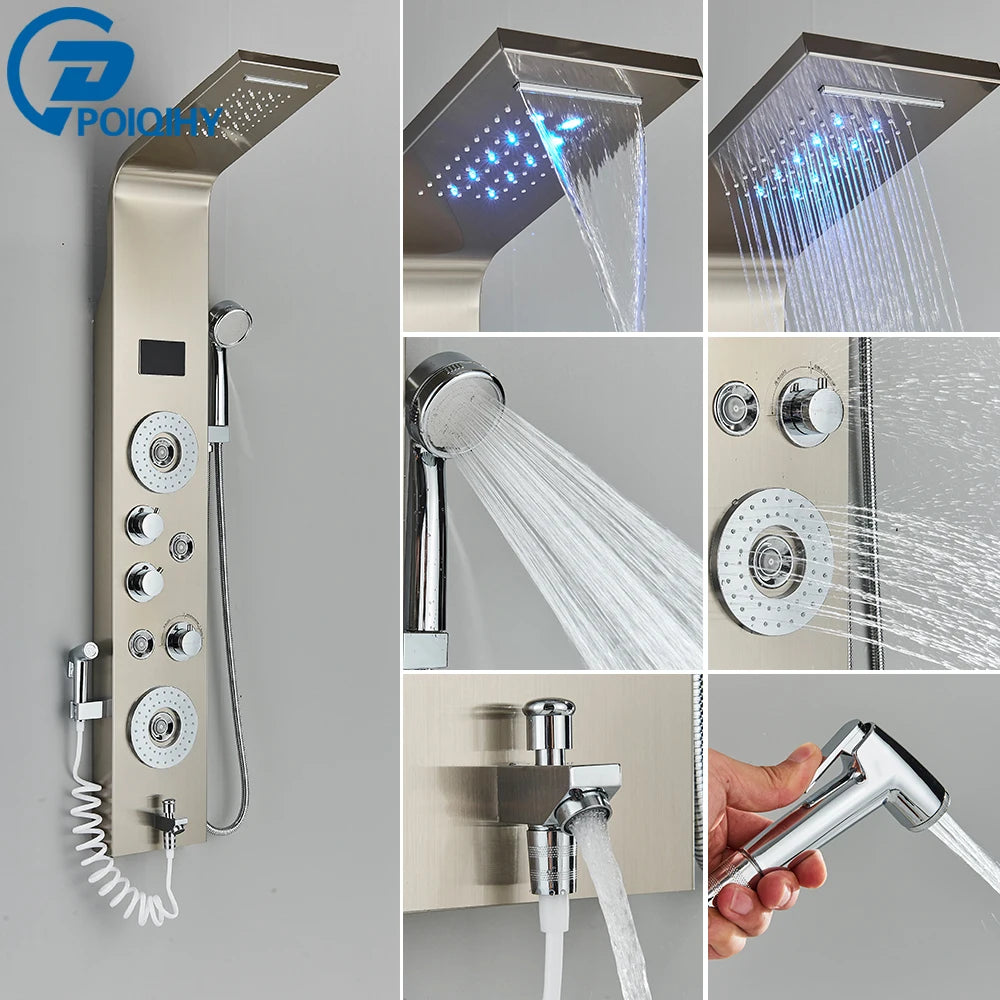 Poiqihy Bathroom Shower System With Mixer Faucet And Handshower