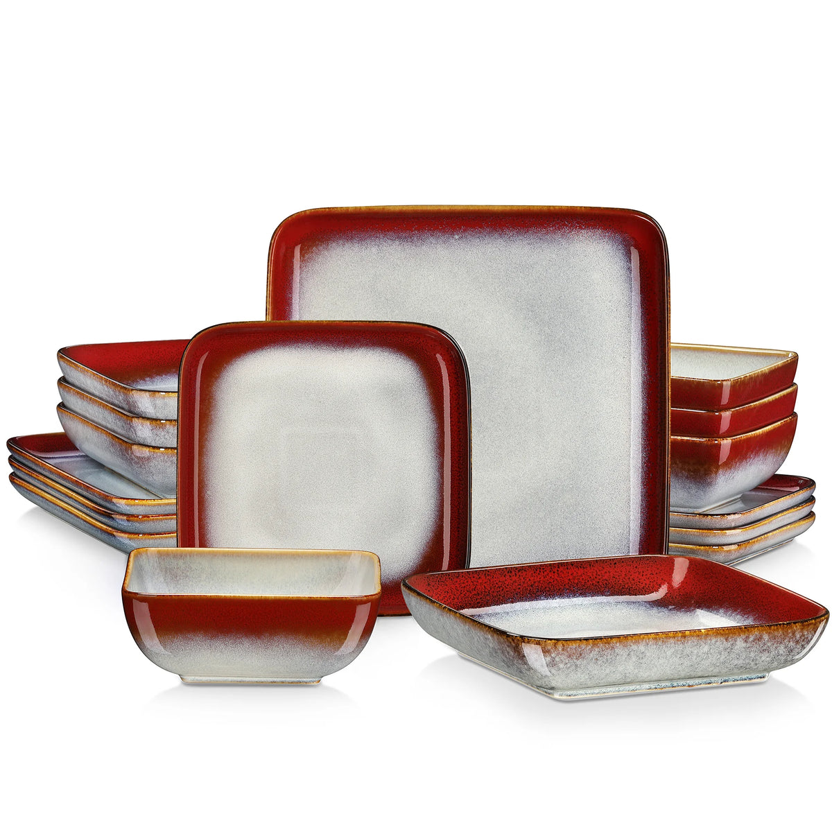 Vancasso Ceramic Square Kiln Glaze Dinnerware Set for Everyday Dining