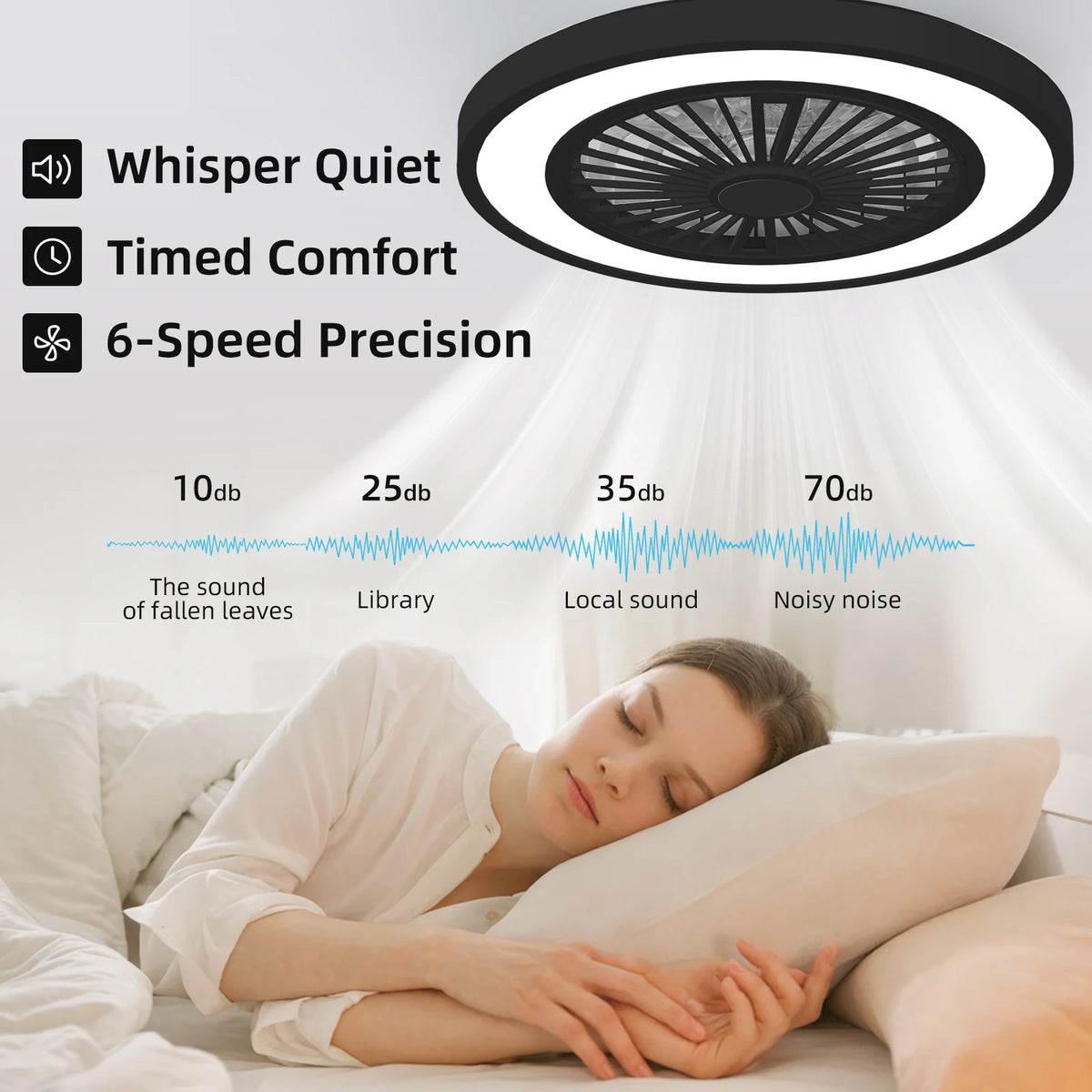 Silent Ceiling Fan With Light Remote Control Reversible Motor