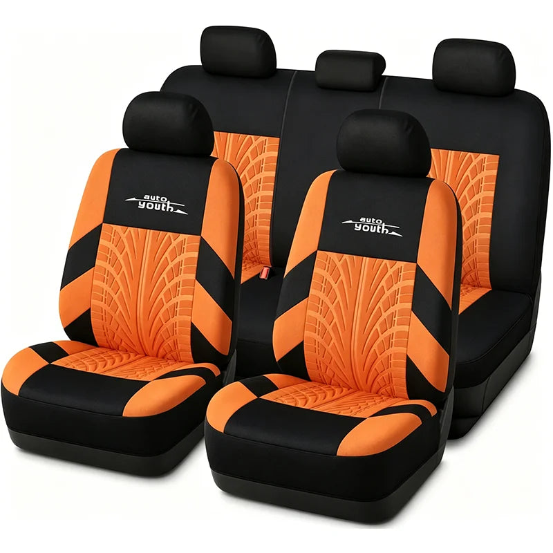 AUTOYOUTH Embroidered Tire Track Universal Car Seat Covers