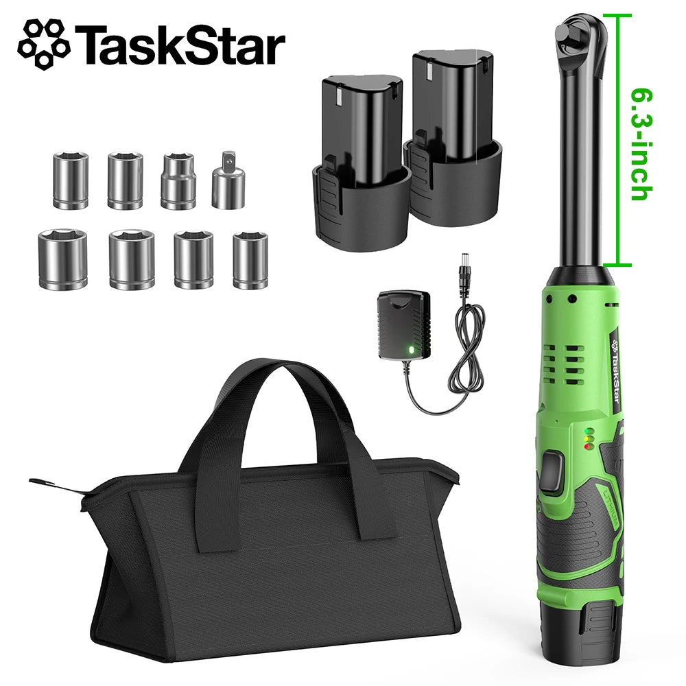 TaskStar Cordless Electric Ratchet Wrench for Automotive and DIY Repair