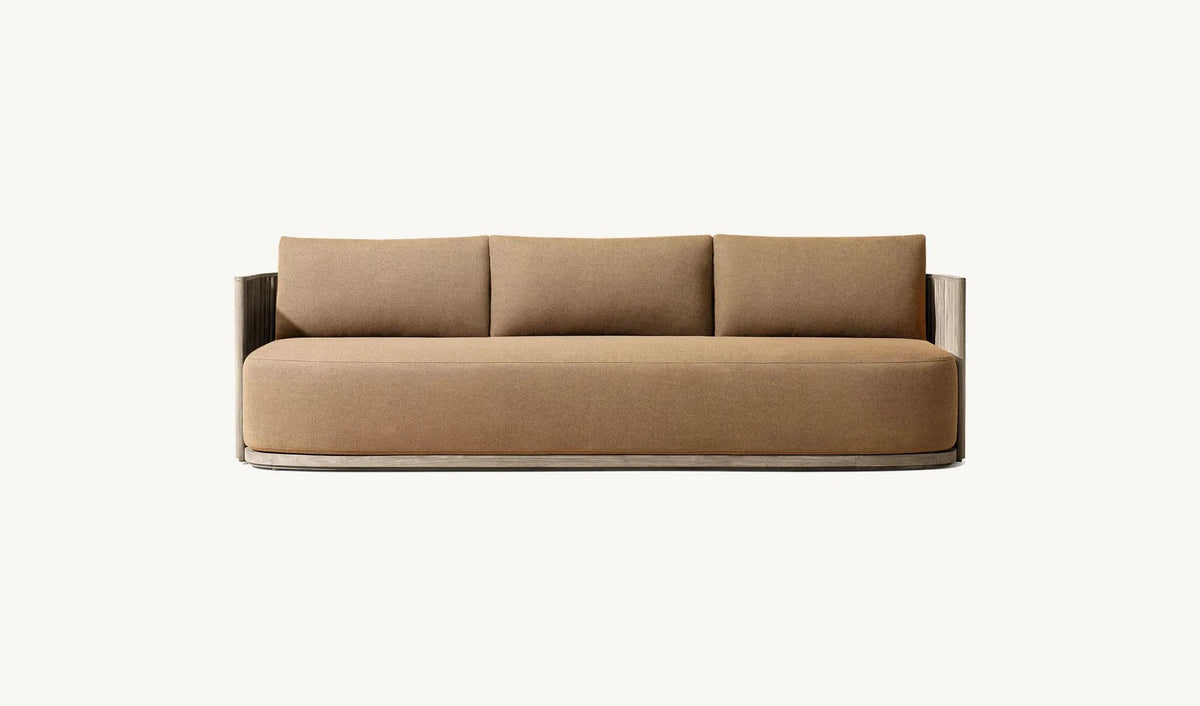 Outdoor Teak Patio Sectional Sofa Set With Waterproof Cushions