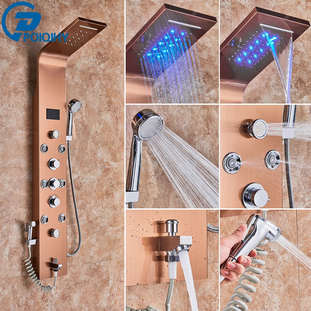 Poiqihy Bathroom Shower System With Mixer Faucet And Handshower