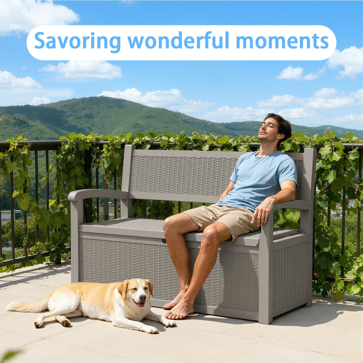 Weatherproof Outdoor Storage Bench With Resin Patio Storage Box