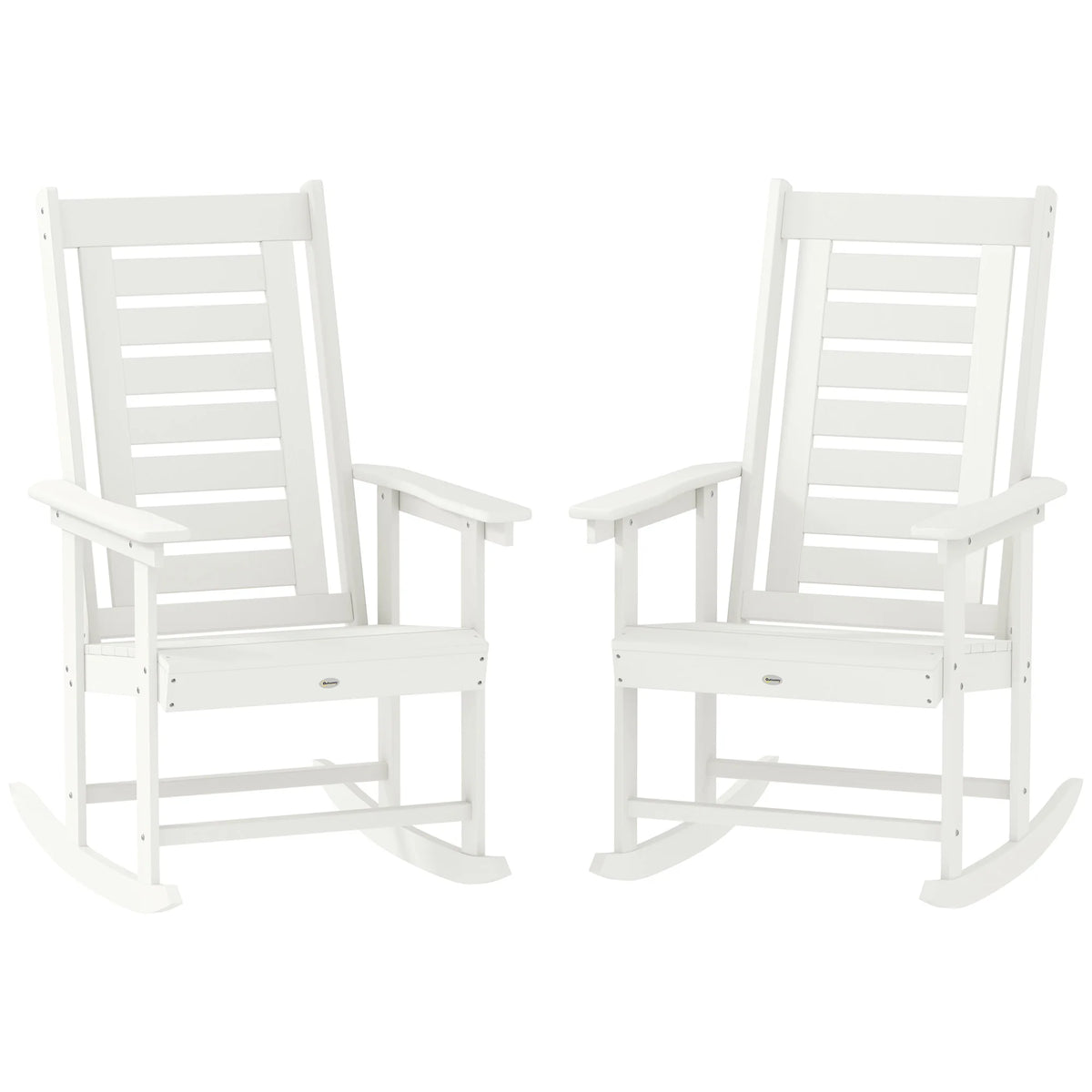 Outsunny Outdoor HDPE High Back Patio Rocking Chairs Set of Two