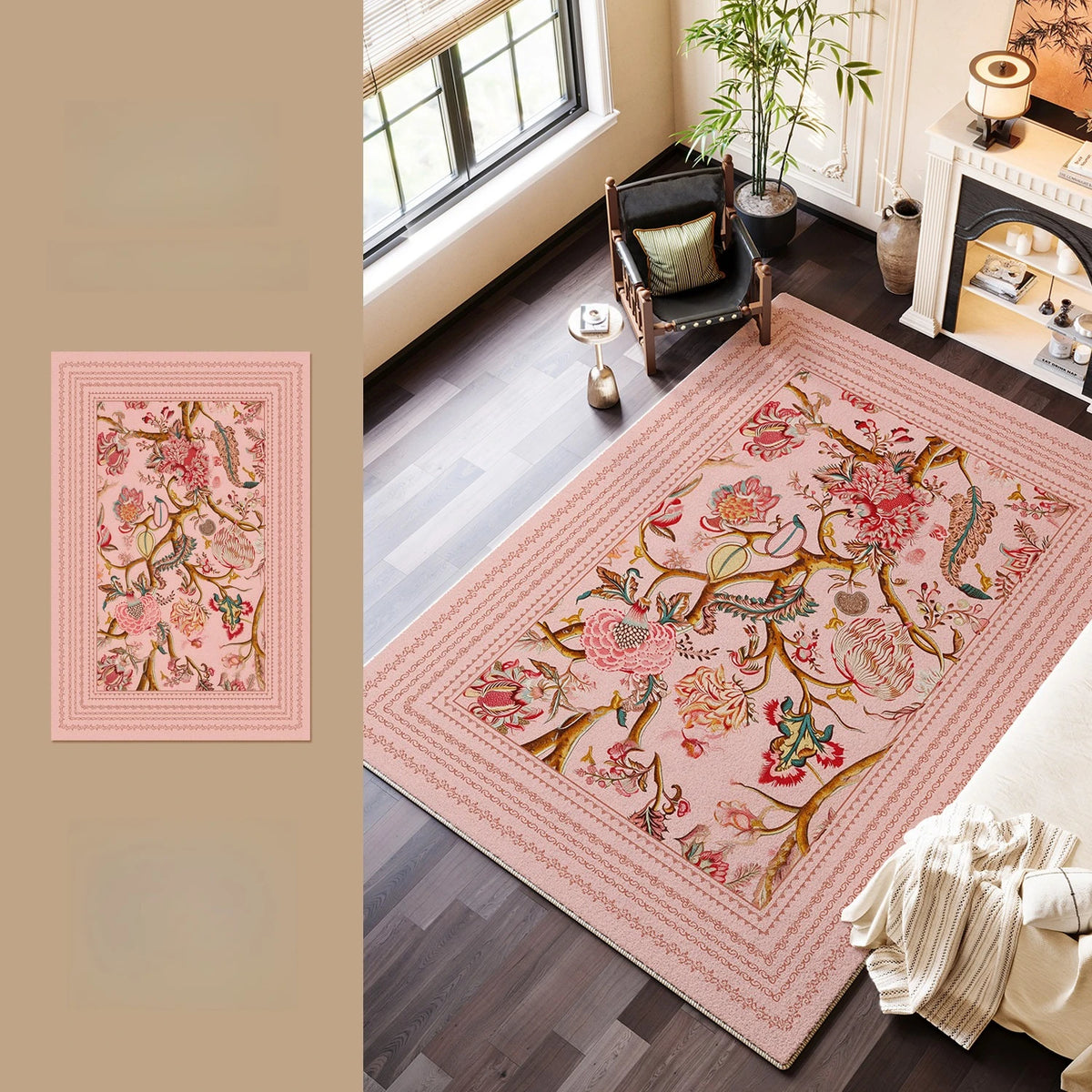 French Style Carpets for Living Room Fluffy Soft Cloakroom Rug Flower Pattern Bedroom Decor Carpet Thick Plush Lounge Floor Mat