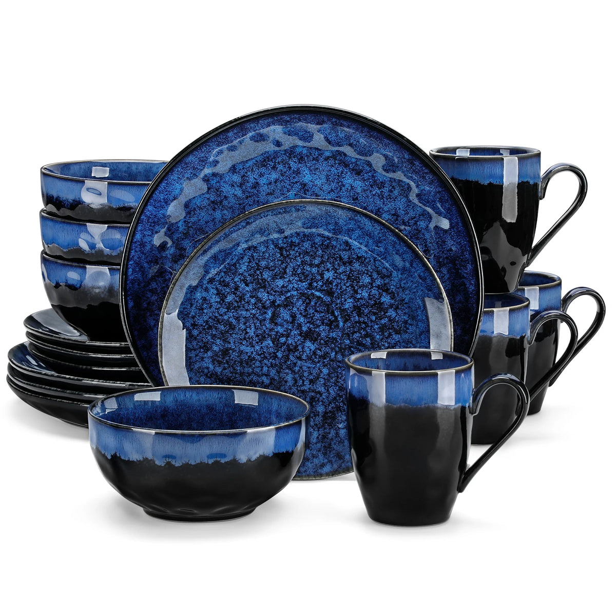 MALACASA Kiln Glaze Ceramic Dinnerware Set With Plates And Bowls