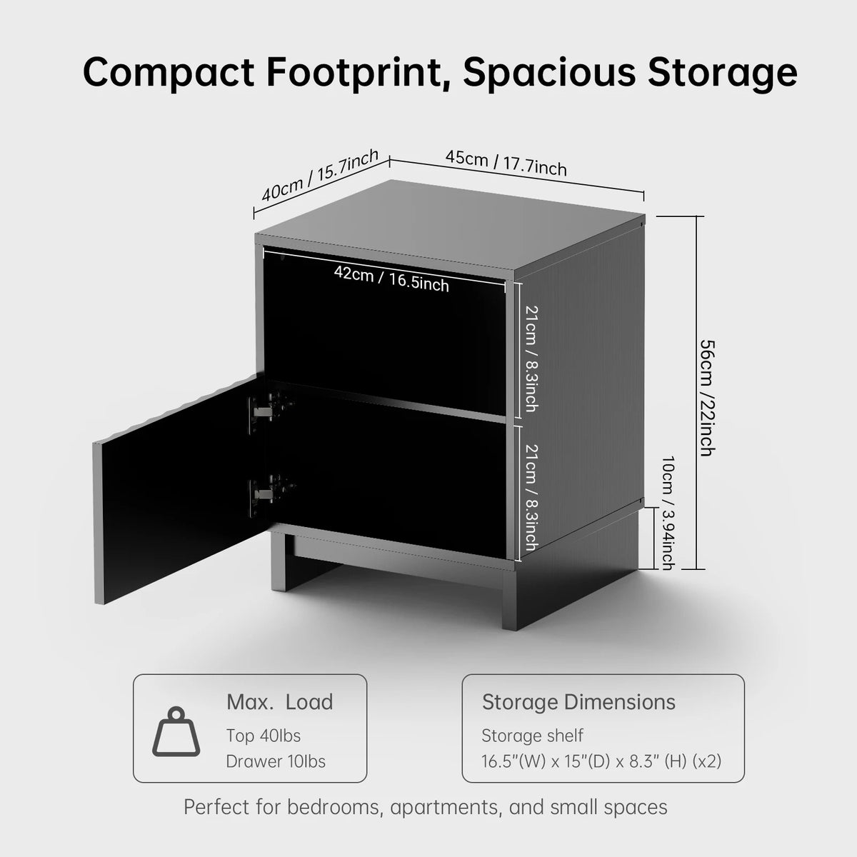 TinyNest Fluted Nightstand With Drawers And Open Shelf