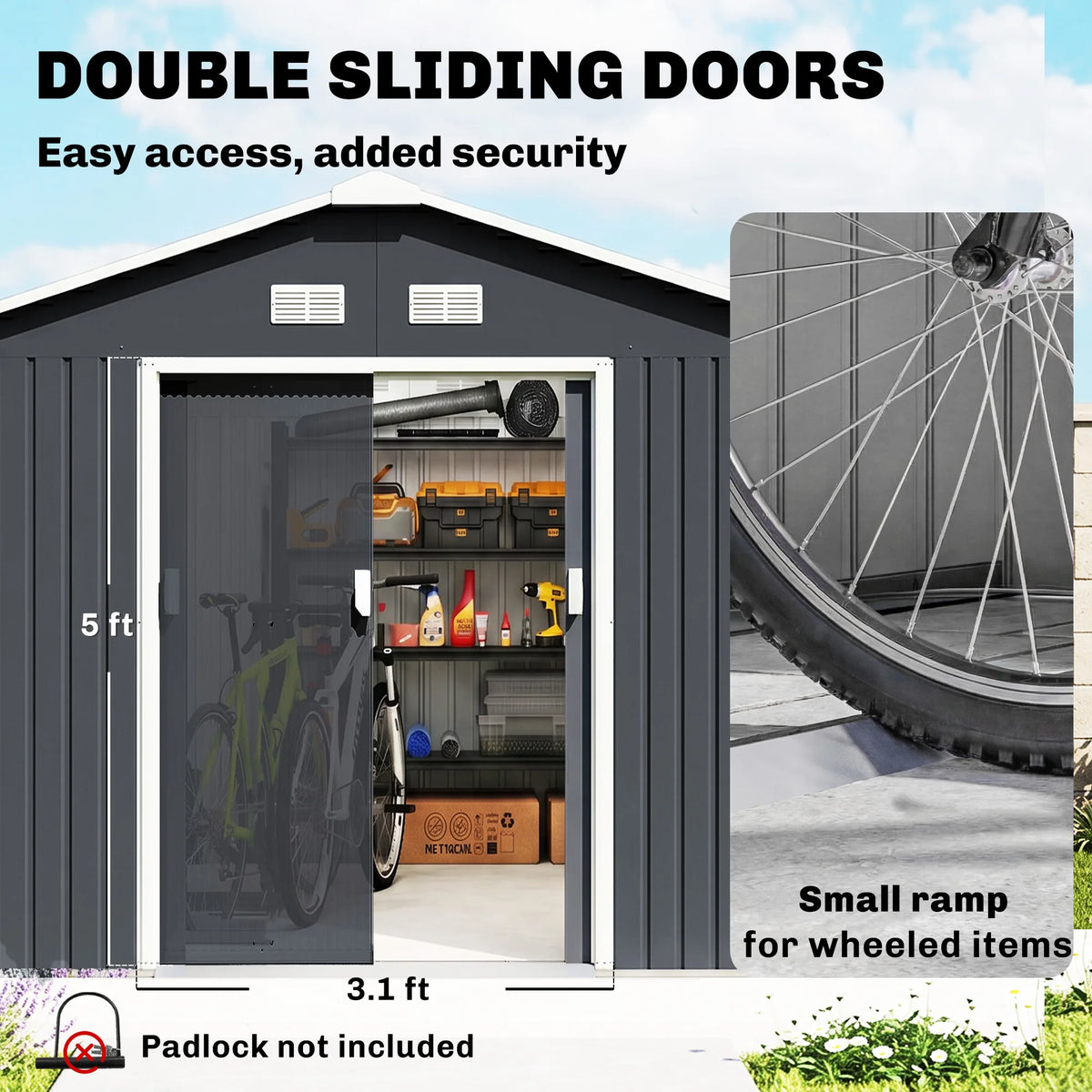 Outsunny Steel Outdoor Storage Shed Kit For Garden Tools