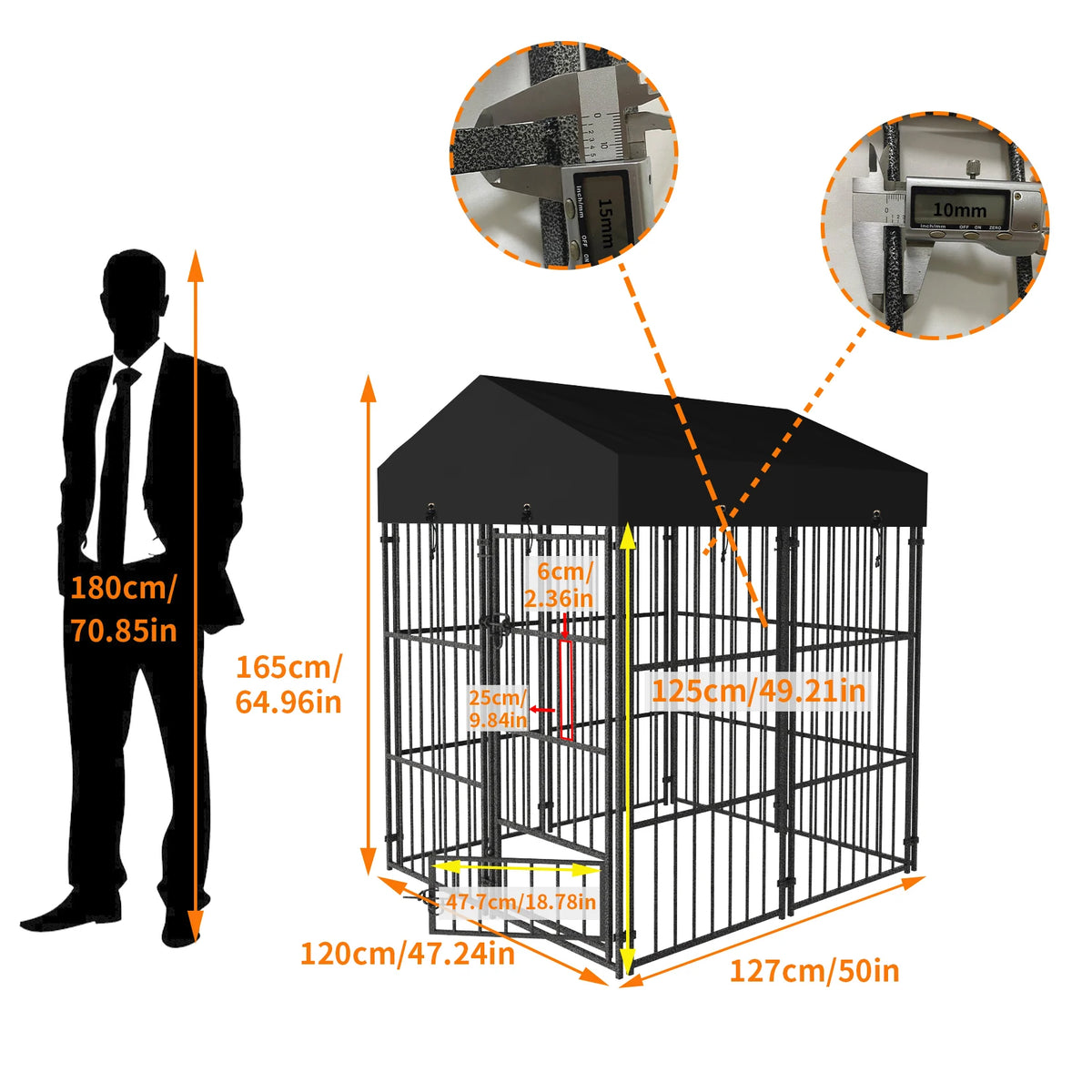 Heavy Duty Metal Dog Kennel With Roof Outdoor Playpen