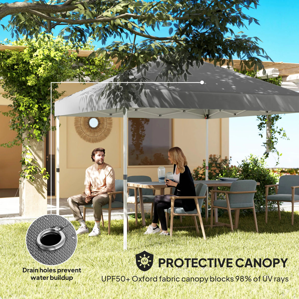 Outsunny Outdoor Pop Up Canopy Tent With Two Half Sidewalls