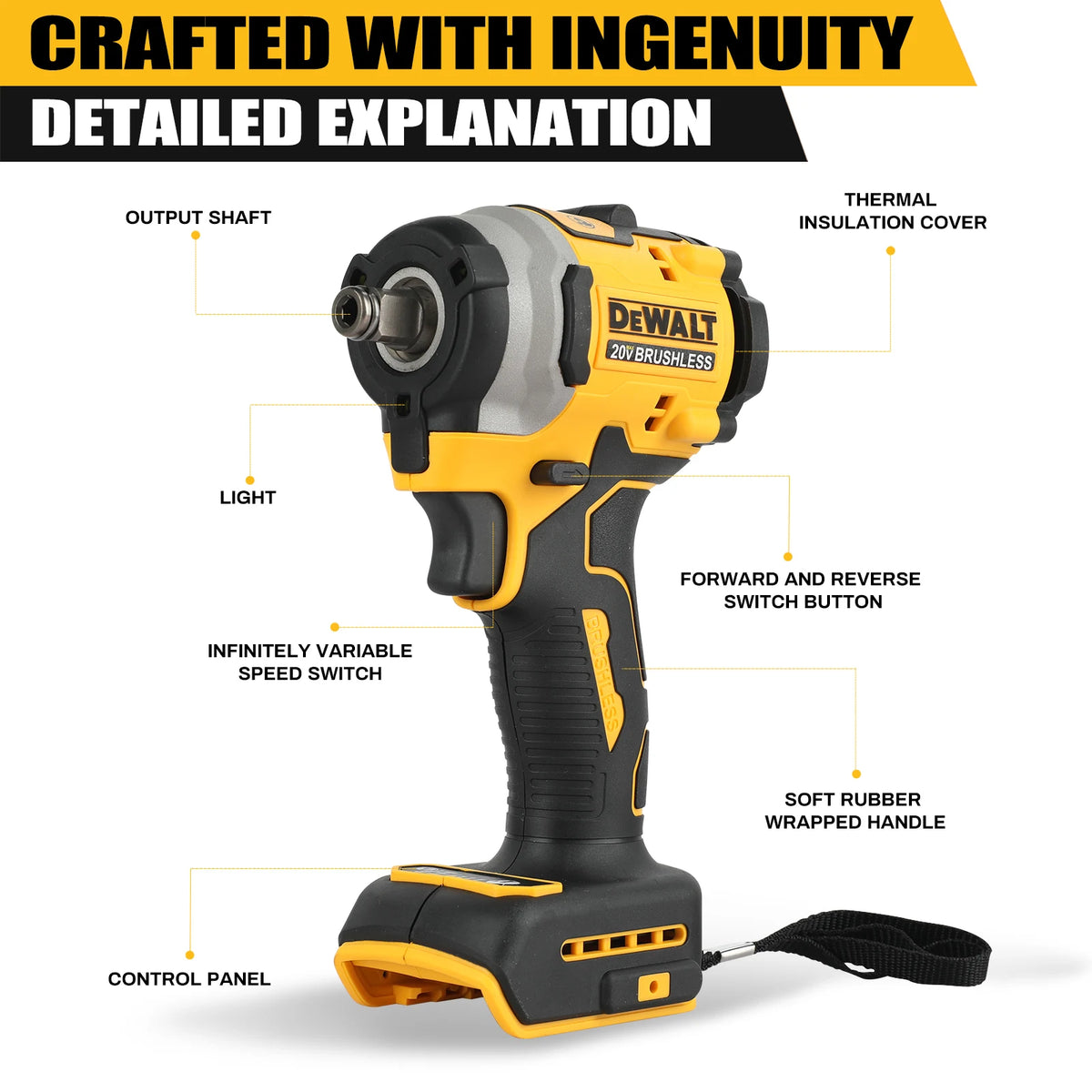 DeWalt DCF850 Brushless Cordless Three Speed Impact Driver for Fastening Tools