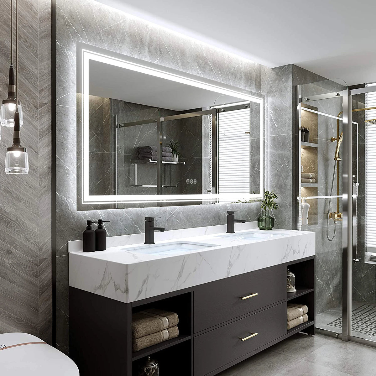 Wisfor Lighted Bathroom Vanity Mirror With Dimmable Anti Fog Lighting