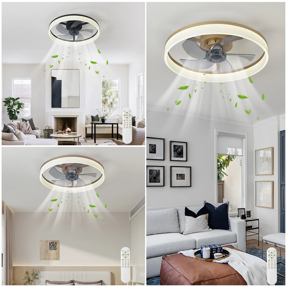 Slim Ceiling Fan With Dimmable LED Light And Remote Control