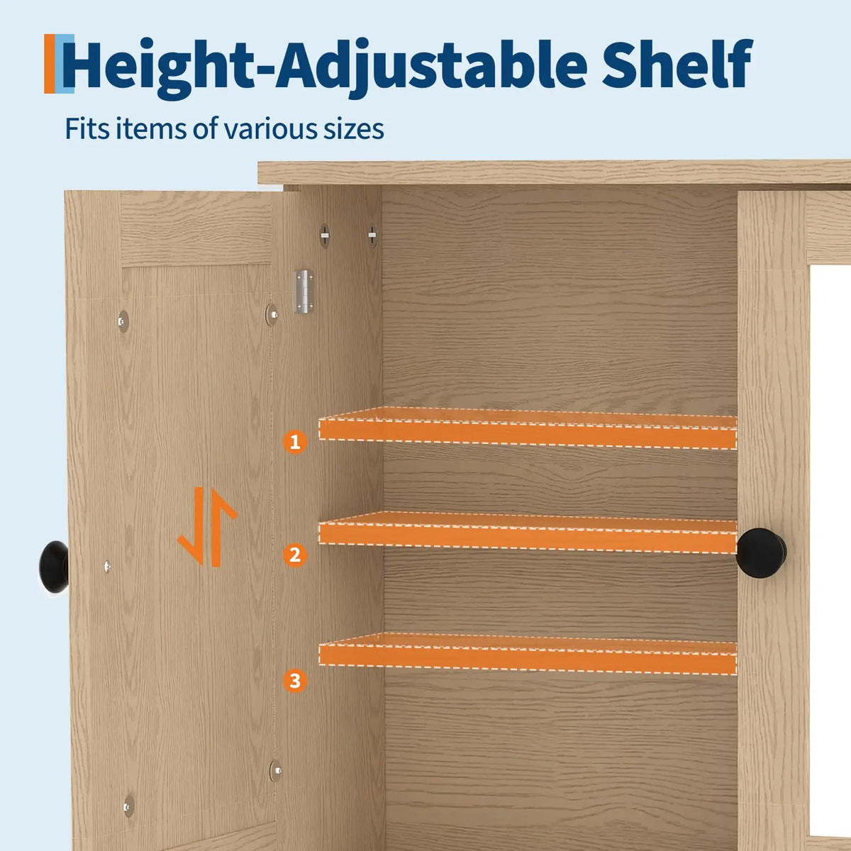 HiMISS Wall Mounted Bathroom Cabinet With Mirrored Doors