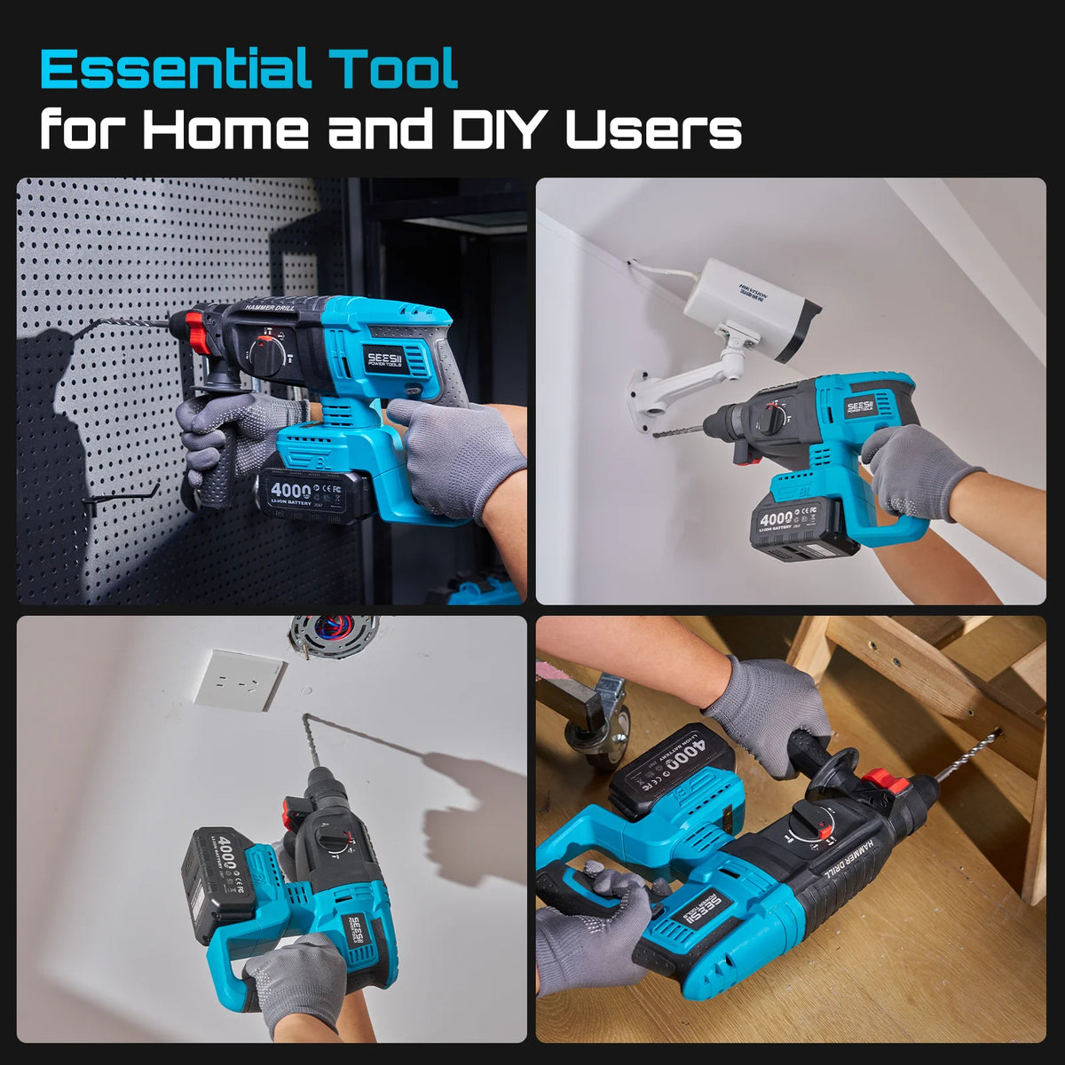 Seesii Three In One Cordless Brushless Power Tool Combo Kit