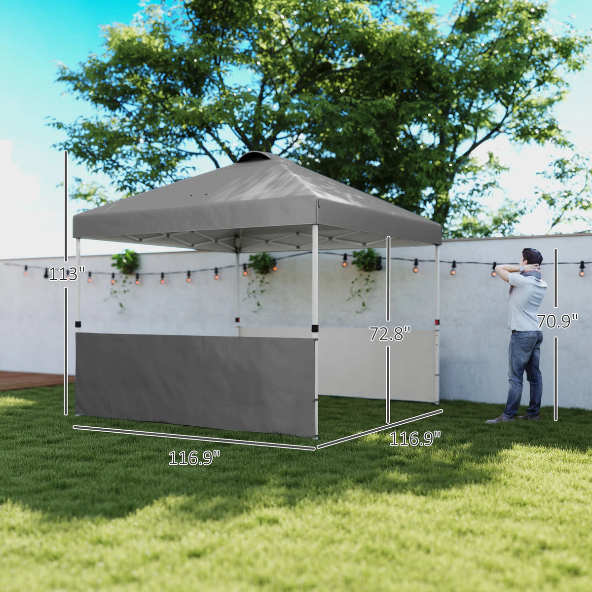 Outsunny Outdoor Pop Up Canopy Tent With Two Half Sidewalls