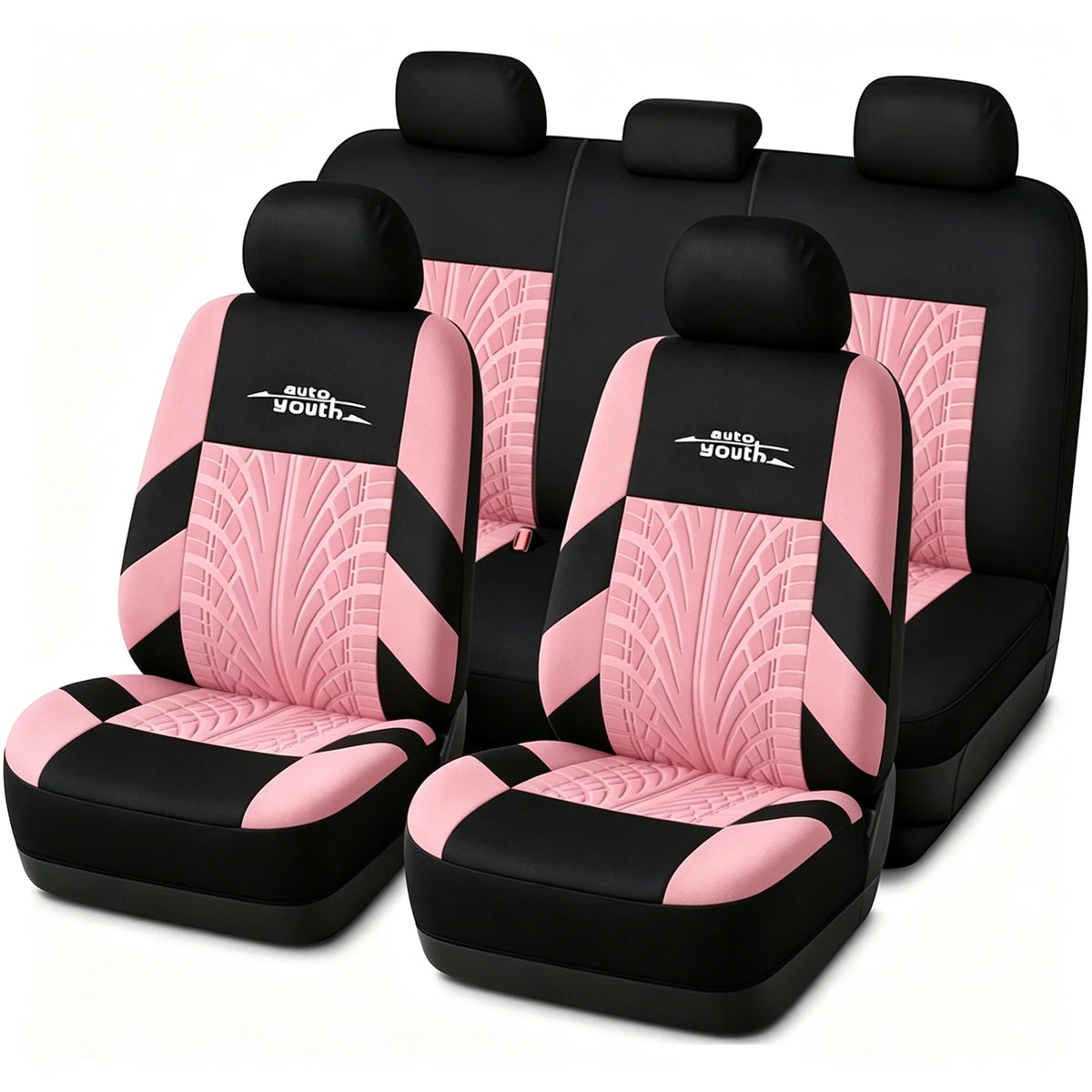 AUTOYOUTH Embroidered Tire Track Universal Car Seat Covers