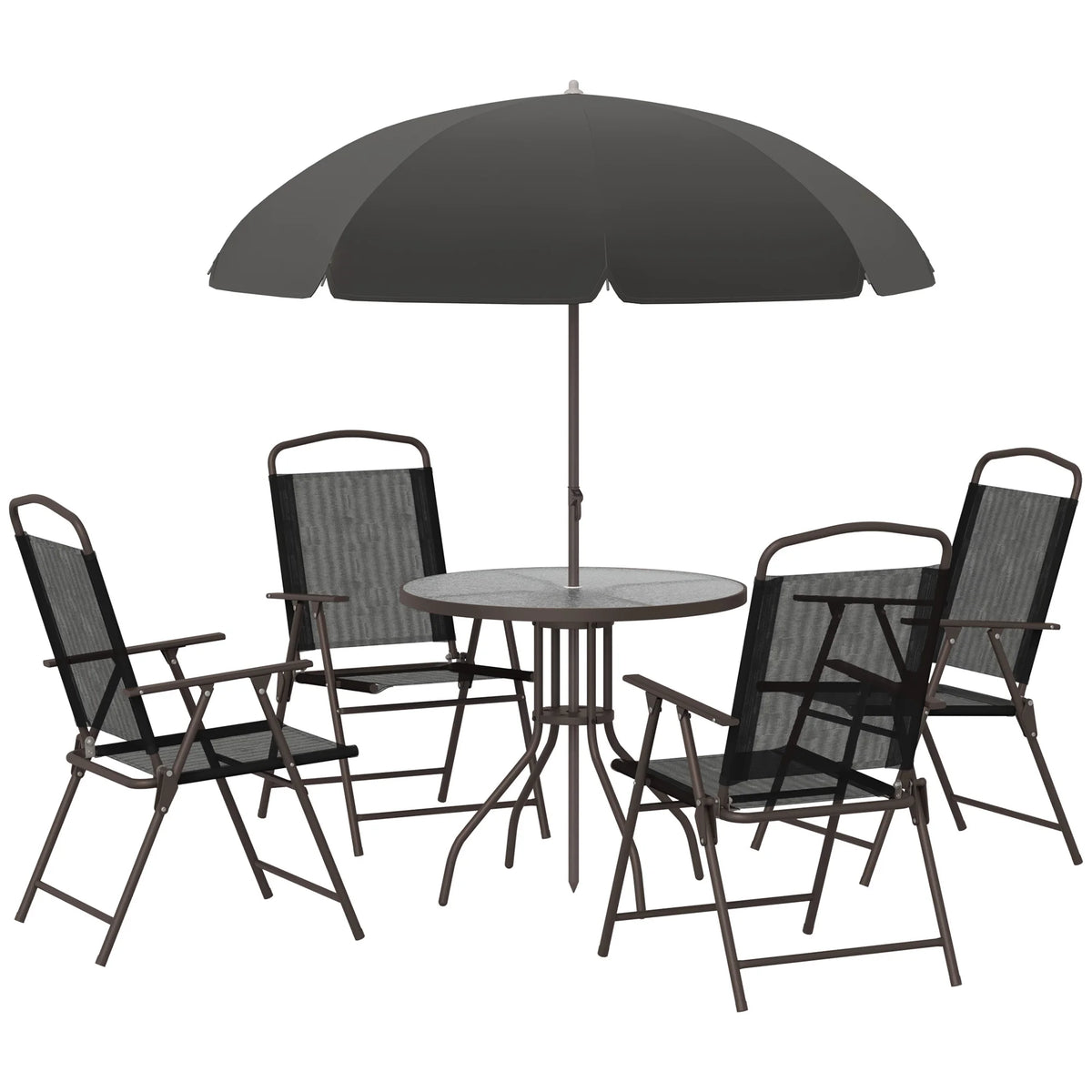 Outsunny Patio Dining Set With Umbrella Folding Chairs And Table
