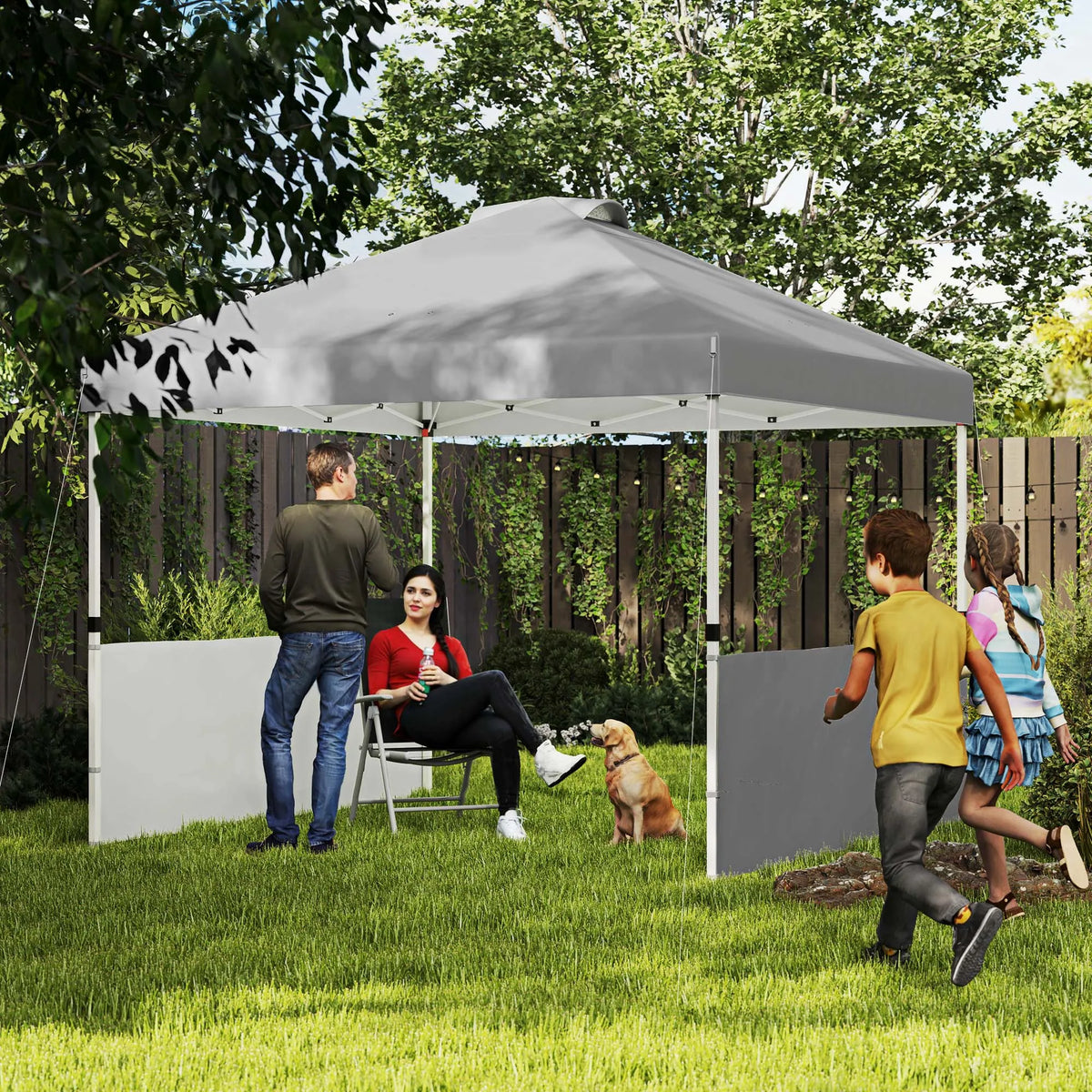Outsunny Outdoor Pop Up Canopy Tent With Two Half Sidewalls