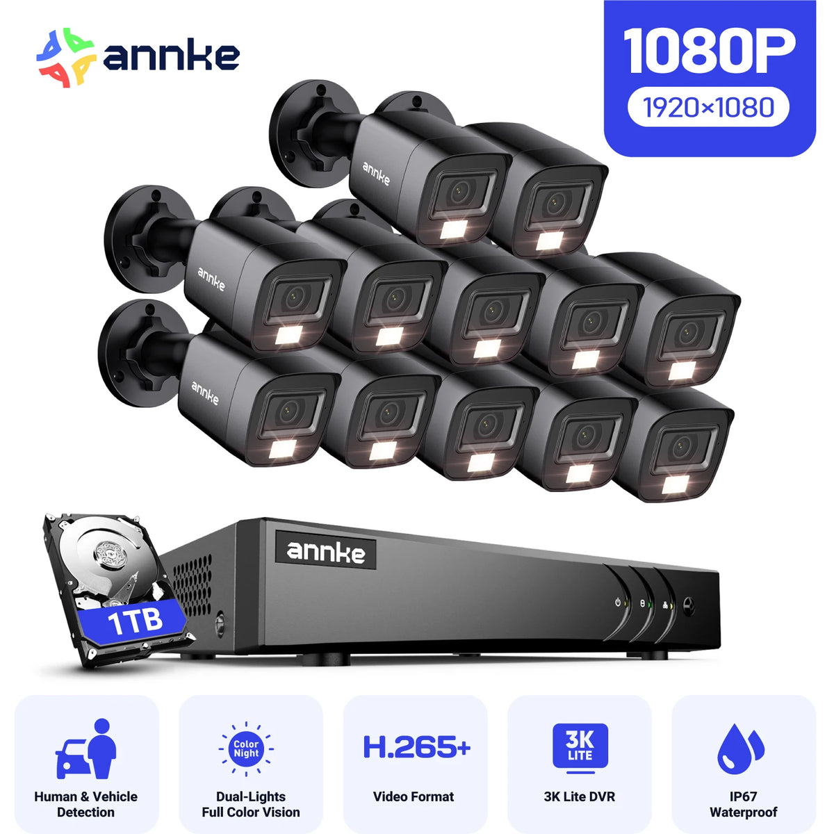 ANNKE Wired Security Camera System With AI Human Vehicle Detection