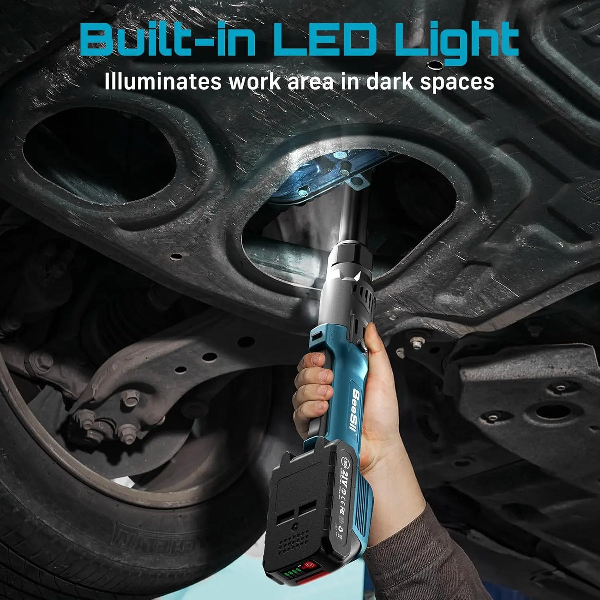 Seesii Extended Cordless Electric Ratchet Wrench With Batteries