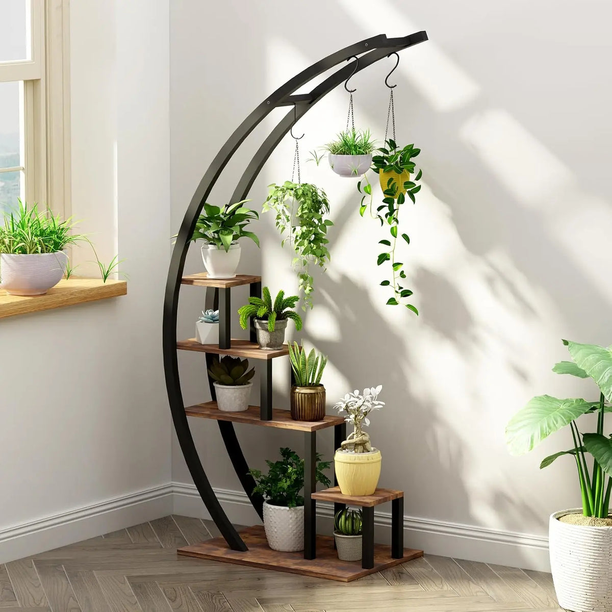 TWISTER CK Metal Plant Stand With Hanging Pot Hooks