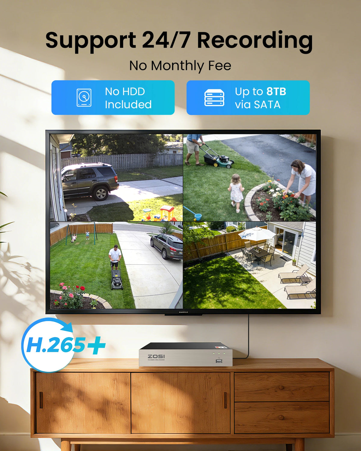 ZOSI Security Camera System With AI Human Vehicle Detection