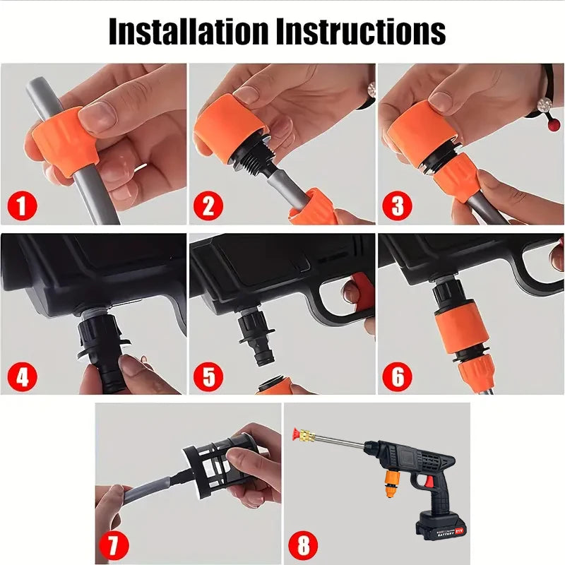 Cordless High Pressure Car Washer With Foam Cannon And Hose