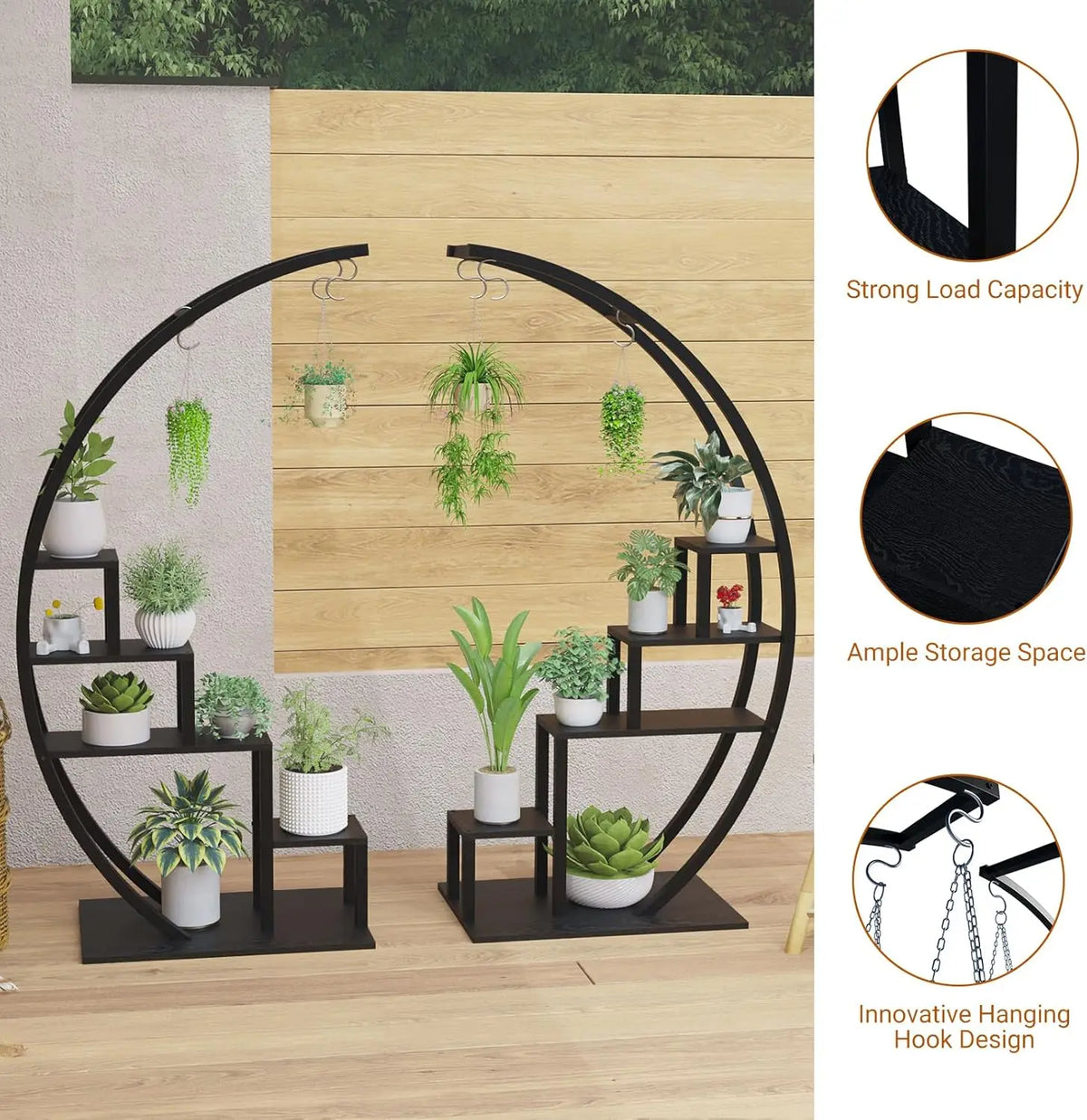 TWISTER CK Metal Plant Stand With Hanging Pot Hooks