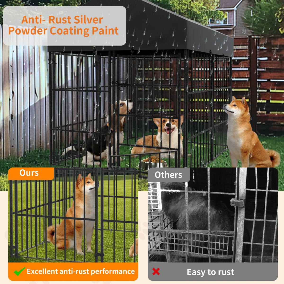 Heavy Duty Metal Dog Kennel With Roof Outdoor Playpen