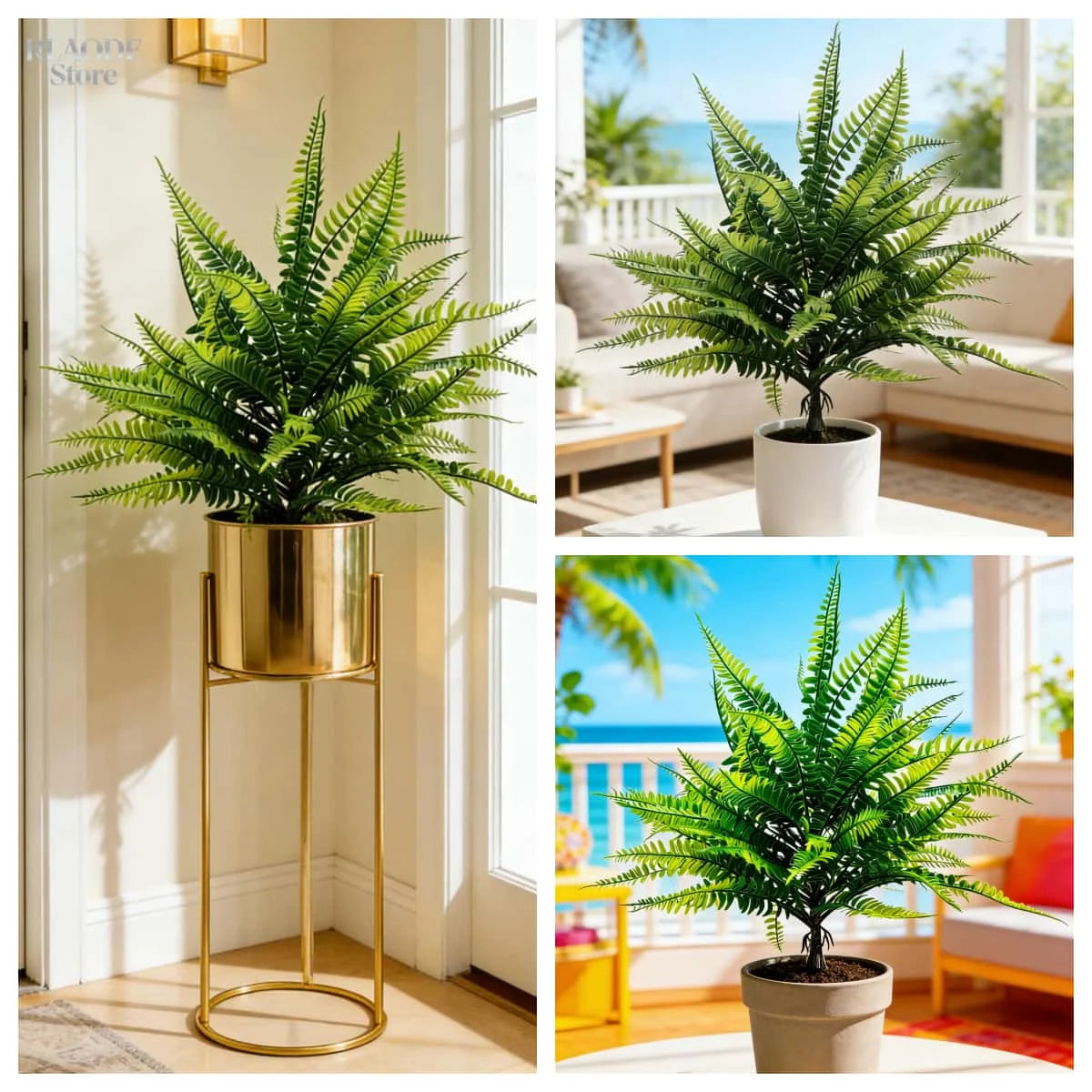 Artificial Pine Cypress Fern Plants With Ground Stakes Outdoor Decor