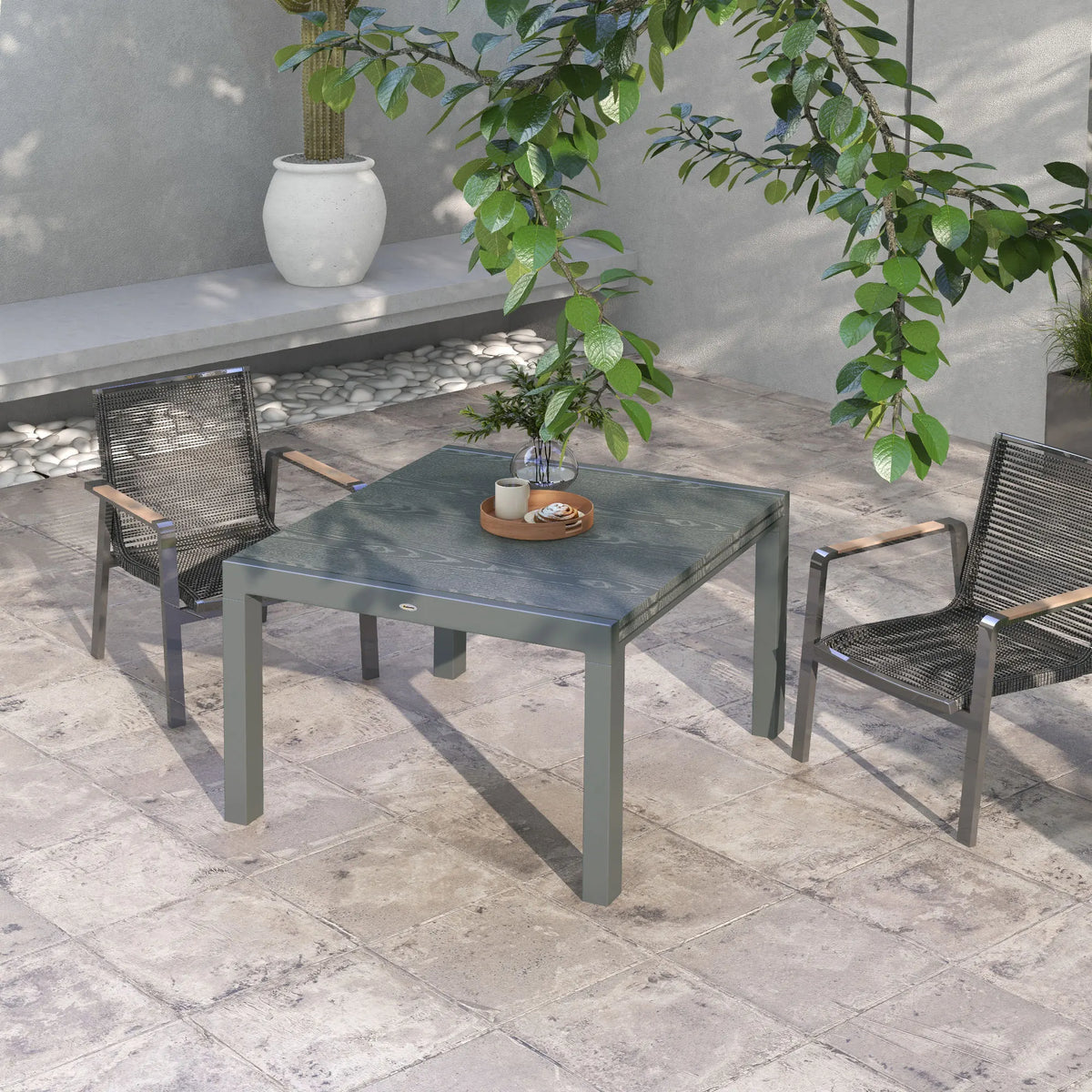 Outsunny Extendable Aluminum Outdoor Dining Table for Patio Gatherings