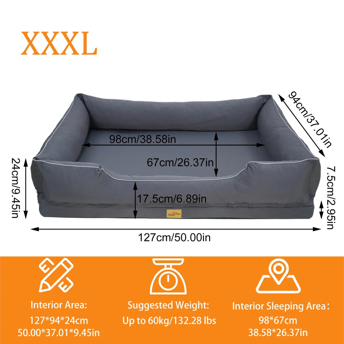 BINGOPAW Orthopedic Dog Bed With Washable Cover And Bolsters