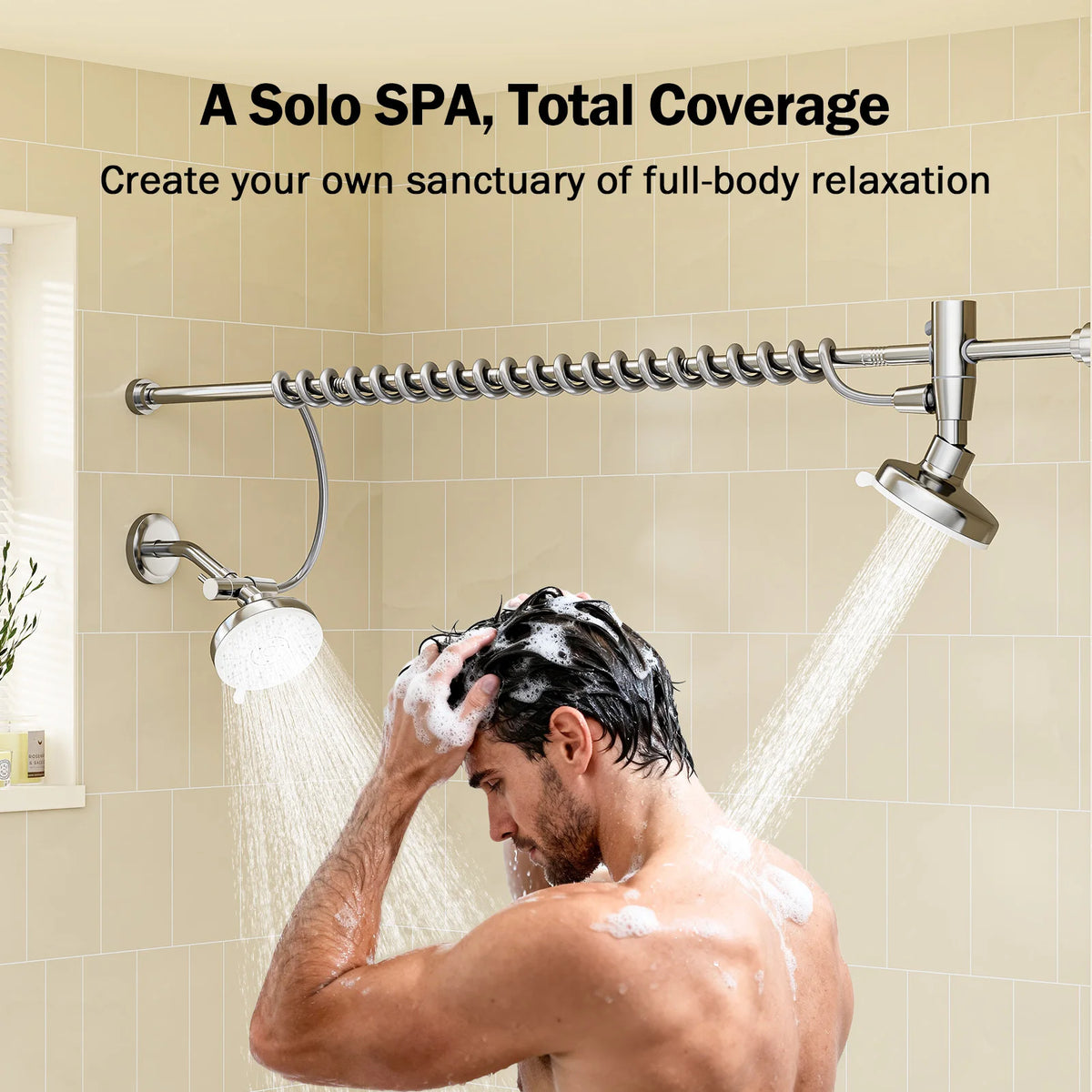 Dual Shower Head For Couples With Adjustable Wall Mount