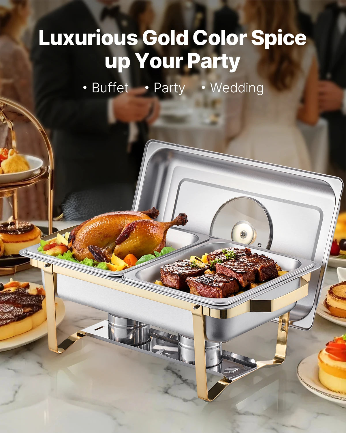 SucceBuy Stainless Steel Chafing Dish Buffet Warmer Set For Catering