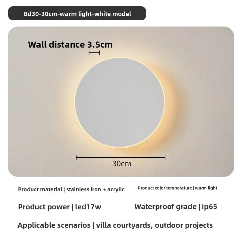 Round LED Wall Light IP65 Waterproof LED Outdoor Wall Lamp Corridor Entrance Porch Bedroom Exterior Decoration Lighting