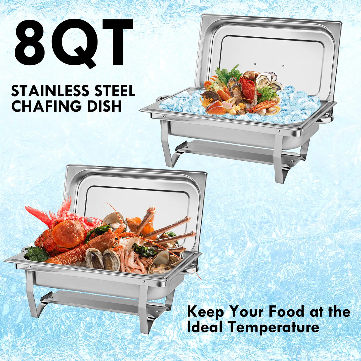 Stainless Steel Chafing Dish Buffet Server With Food Warmer and Fuel Holder