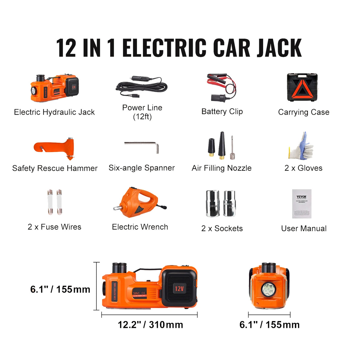 SucceBuy Electric Hydraulic Car Jack Kit for Roadside Tire Changes