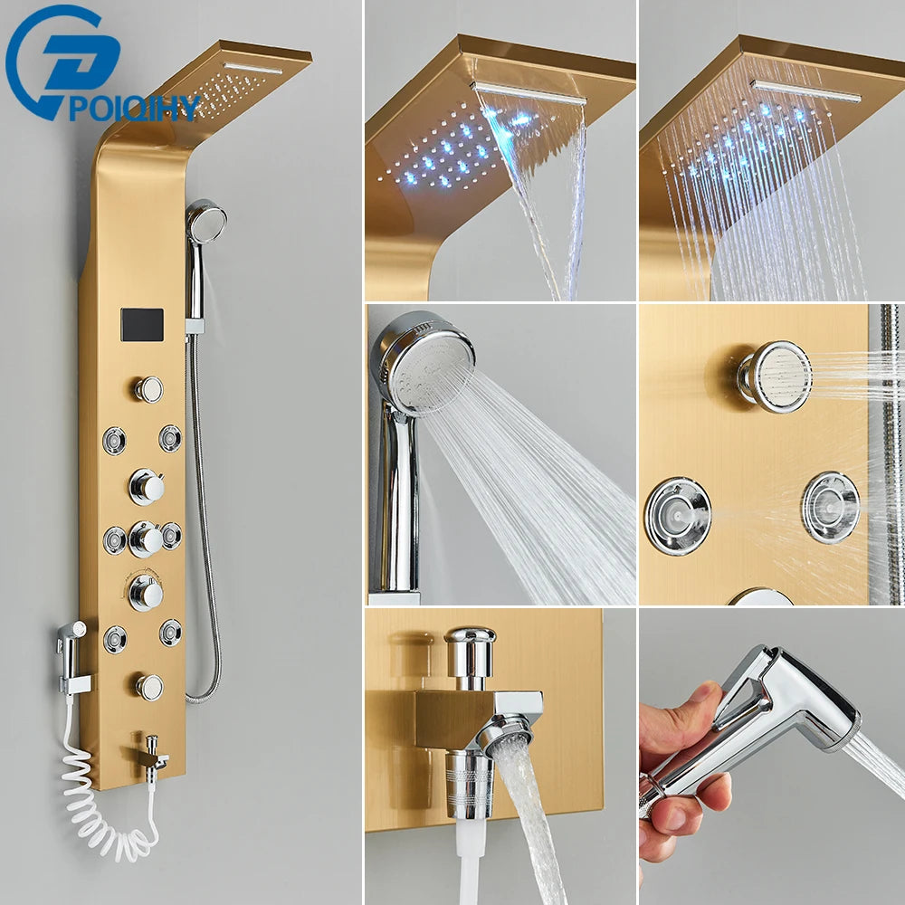 Poiqihy Bathroom Shower System With Mixer Faucet And Handshower