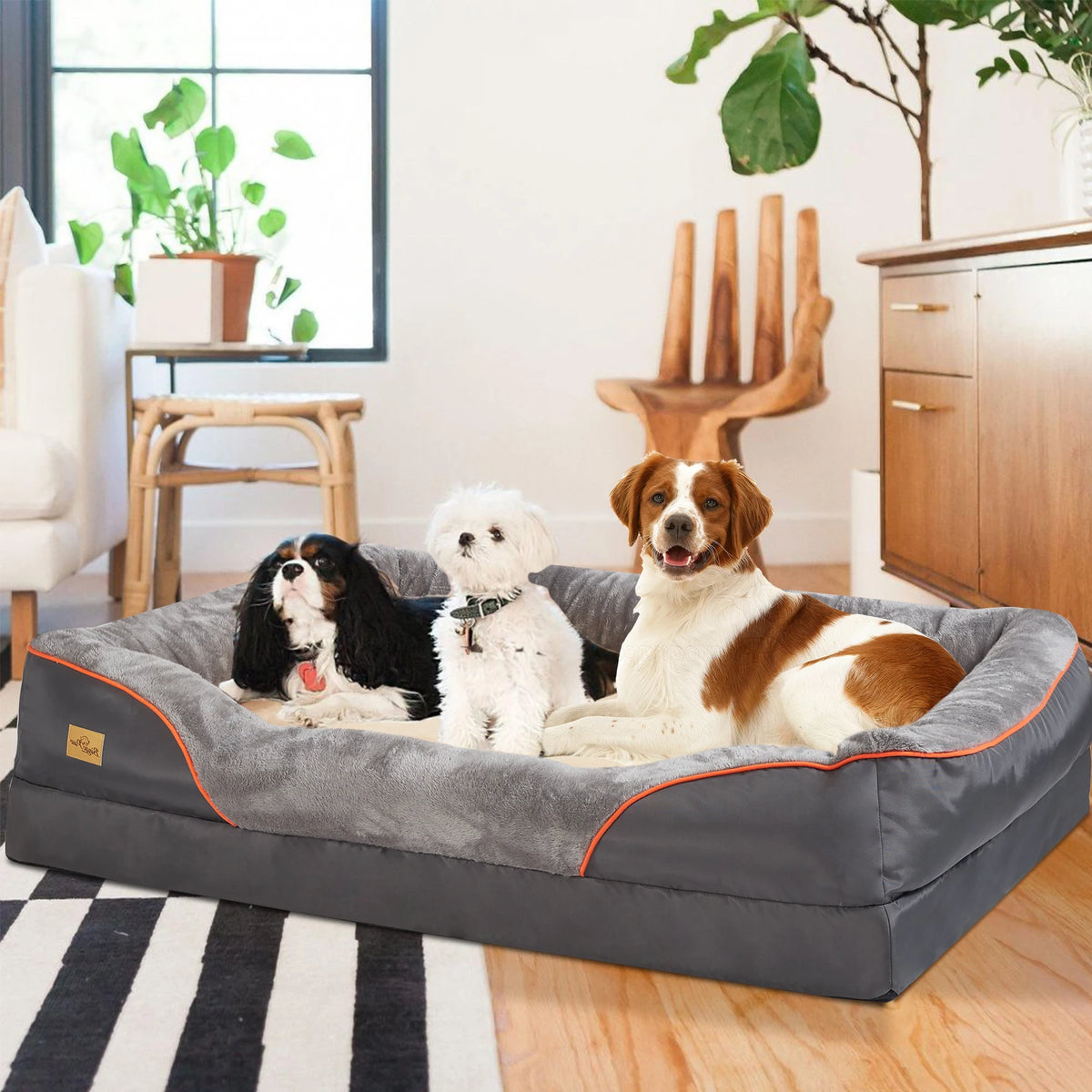 BINGOPAW Orthopedic Dog Bed With Soft Cotton Bolster And Cover