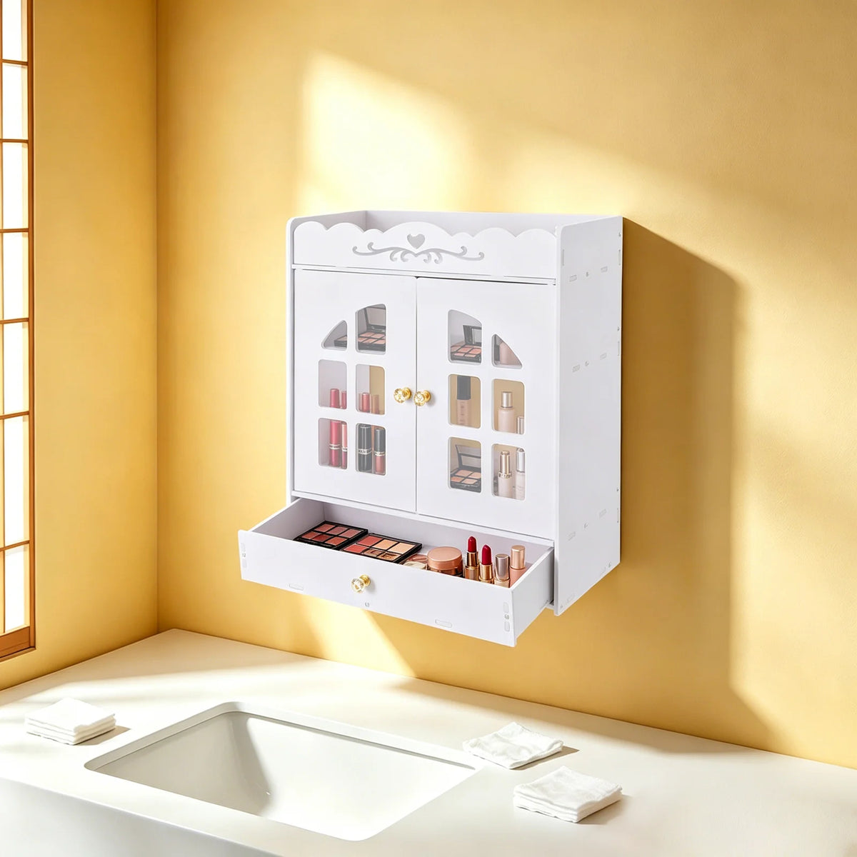 Bymaocar Wall Mounted Over Toilet Bathroom Storage Organizer Shelf