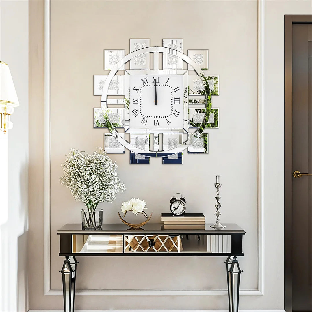 Decorative Crystal Inlay Wall Clock Battery Operated