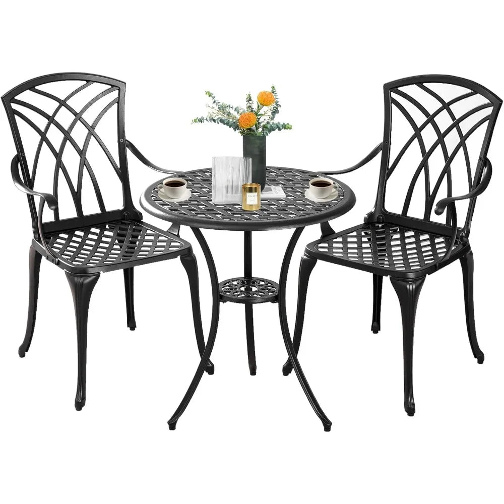 3-Piece Outdoor Bistro Set With Table And Two Patio Chairs