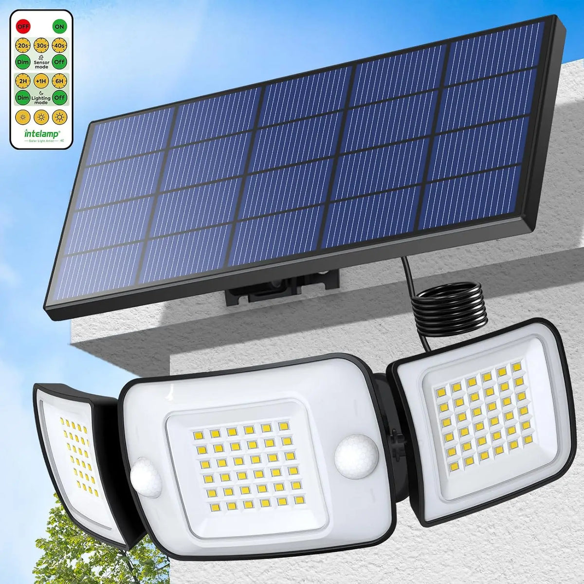Intelamp Outdoor Solar LED Wall Light With Motion Sensors
