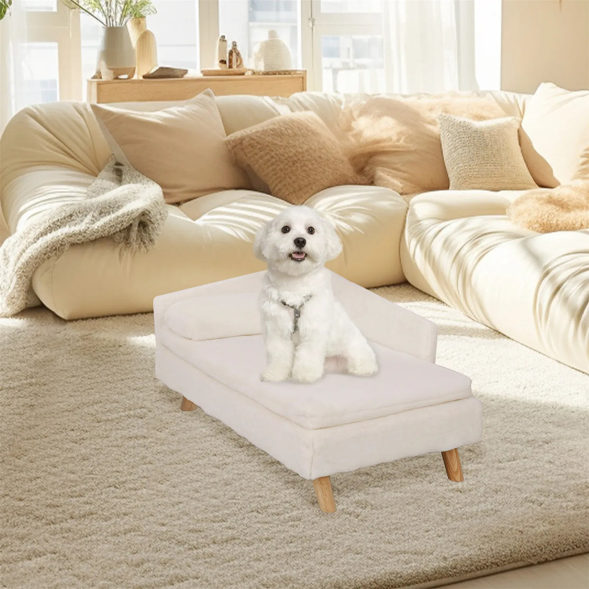 BINGOPAW Elevated Pet Bed With Waterproof Pad And Wood Legs