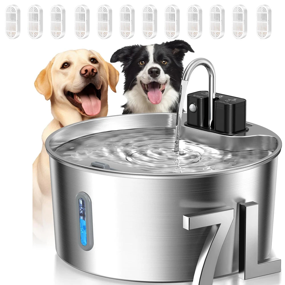 Weomg Stainless Steel Wireless Rechargeable Sensor Pet Water Fountain