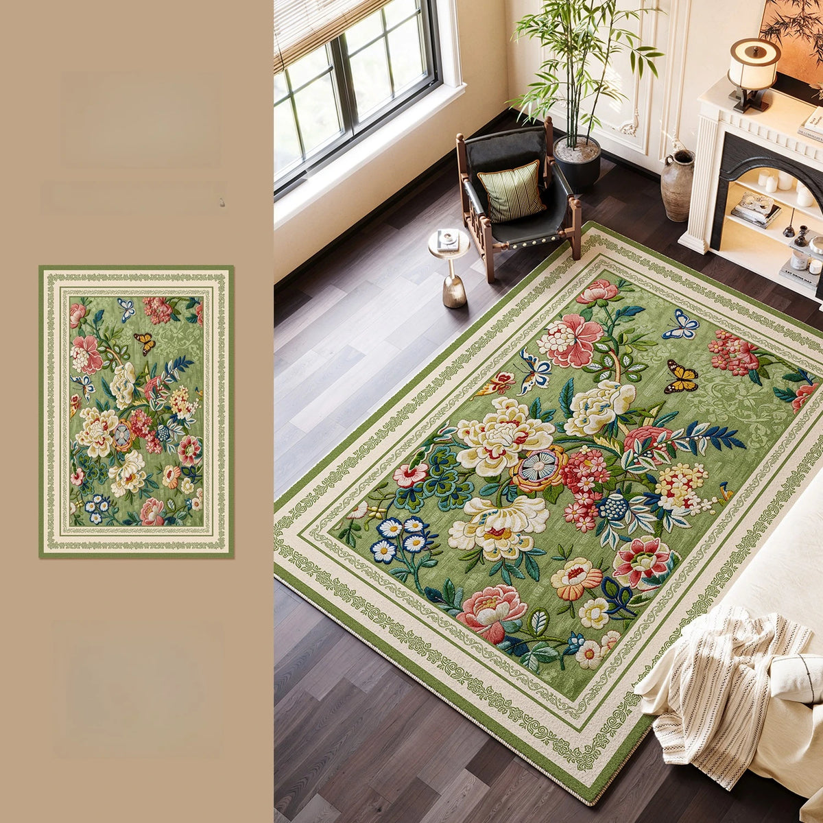 French Style Carpets for Living Room Fluffy Soft Cloakroom Rug Flower Pattern Bedroom Decor Carpet Thick Plush Lounge Floor Mat