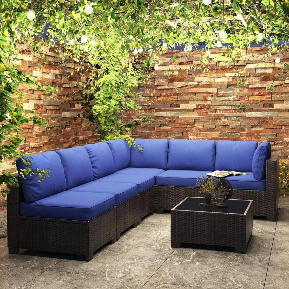 HiMISS Modular PE Rattan Outdoor Sectional Conversation Sofa Set for Garden