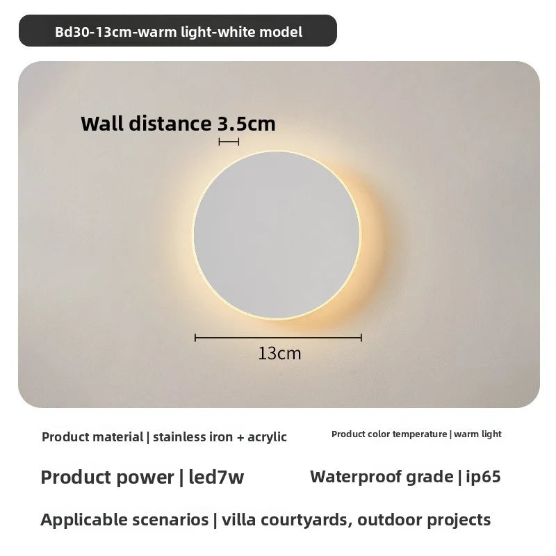Round LED Wall Light IP65 Waterproof LED Outdoor Wall Lamp Corridor Entrance Porch Bedroom Exterior Decoration Lighting
